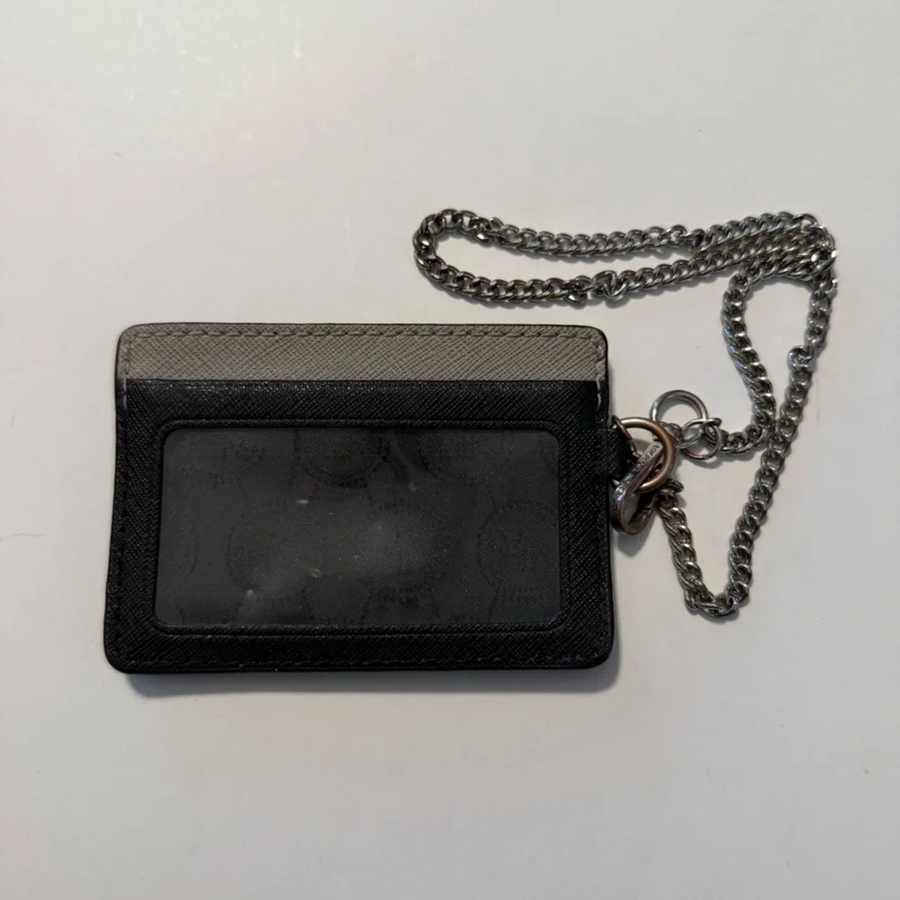 Michael Kors Black and Gray Card Holder with Chain